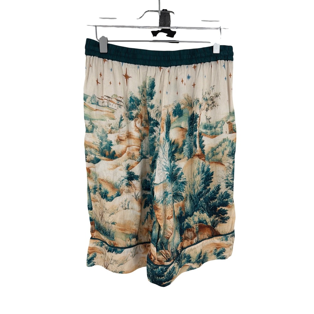 Lyre Bird Anthropologie Scenic Landscape Print Pajama Shorts Teal Cream Medium - Picture 10 of 10